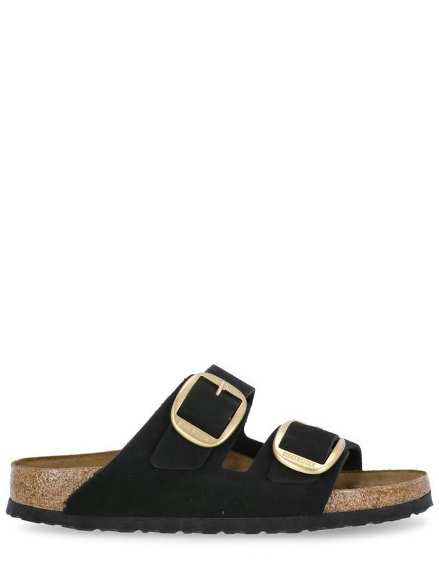 Arizona Big Buckle Nubuck Leather Slippers Black - BIRKENSTOCK - BALAAN 2