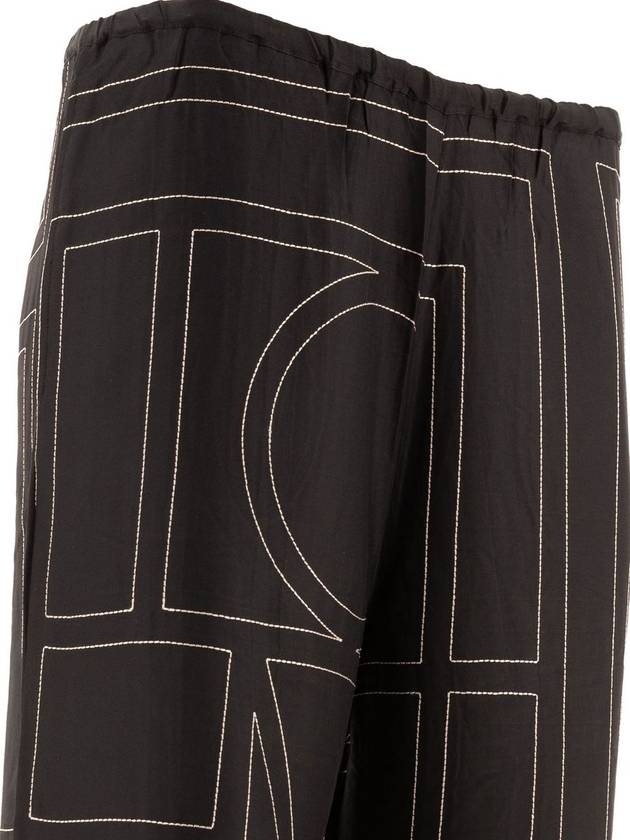 Silk Monogram Print Pyjamas Straight Pants Black - TOTEME - BALAAN 4