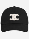 Triomphe Logo Cotton Ball Cap Black - CELINE - BALAAN 5