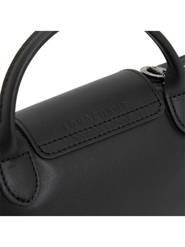 Le Pliage Logo Leather Tote Bag Black - LONGCHAMP - BALAAN 9