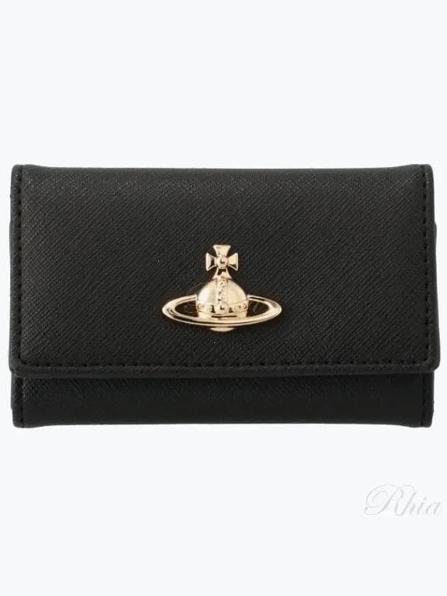 Logo Key Case Leather Wallet Black - VIVIENNE WESTWOOD - BALAAN 2