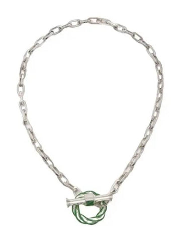 Filler Chain Necklace Silver Green Accessories - BOTTEGA VENETA - BALAAN 1