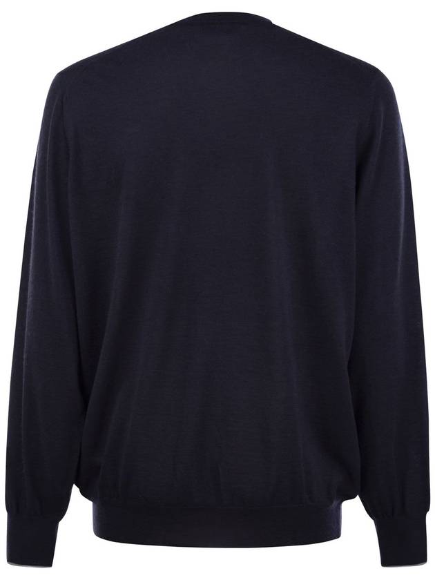 Wool Cashmere Knit Top Navy - BRUNELLO CUCINELLI - BALAAN 3