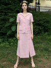 Tweed Long Skirt Pink - DAMAGE MNEMONIC - BALAAN 1