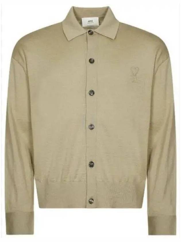 De Coeur Logo Wool Cardigan Beige - AMI - BALAAN 2