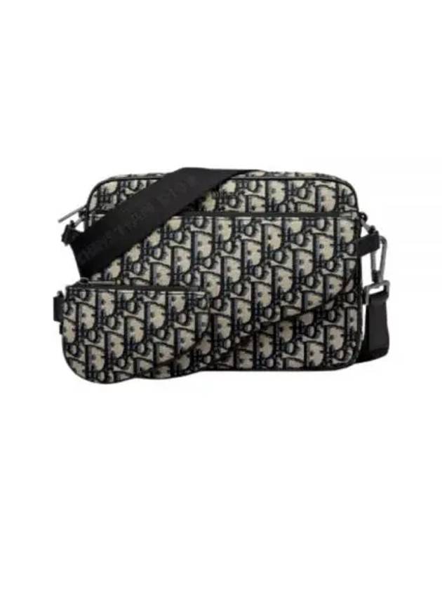 Oblique Jacquard Saddle Triple Pouch Cross Bag Black Beige - DIOR - BALAAN 2