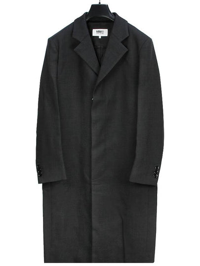 Cut-Out Detail Long Single Coat Dark Grey - MAISON MARGIELA - BALAAN 2