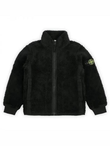 Stone Kids Waffen Patch Fleece Zip up Jacket Black 791661745 V0029 10 12A 270514 1101652 - STONE ISLAND - BALAAN 1