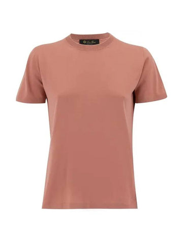 Angera Crewneck Cotton Short Sleeve T-Shirt Pink - LORO PIANA - BALAAN 1