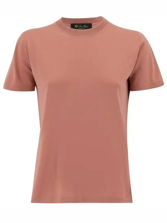 Girocolo Pink Short Sleeve T-Shirt - LORO PIANA - BALAAN 1