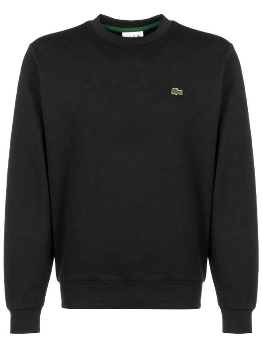 Logo Patch Crewneck Sweatshirt Black - LACOSTE - BALAAN 1