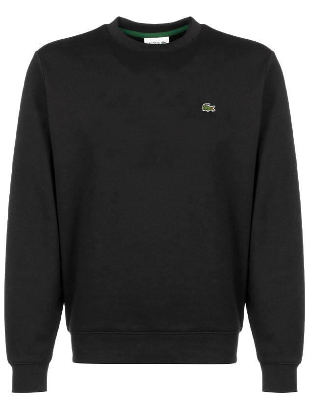 Logo Patch Crewneck Sweatshirt Black - LACOSTE - BALAAN 1