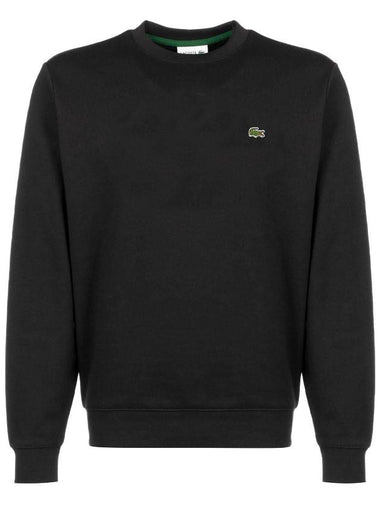 Logo Patch Crewneck Sweatshirt Black - LACOSTE - BALAAN 1