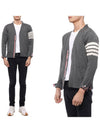 Men's Sustainable Classic Diagonal Wool Cardigan Medium Grey - THOM BROWNE - BALAAN 3