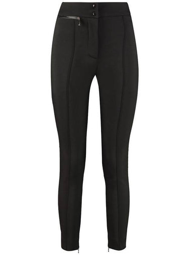 Zipper High Waist Slim Fit Pants Black - MONCLER - BALAAN 1