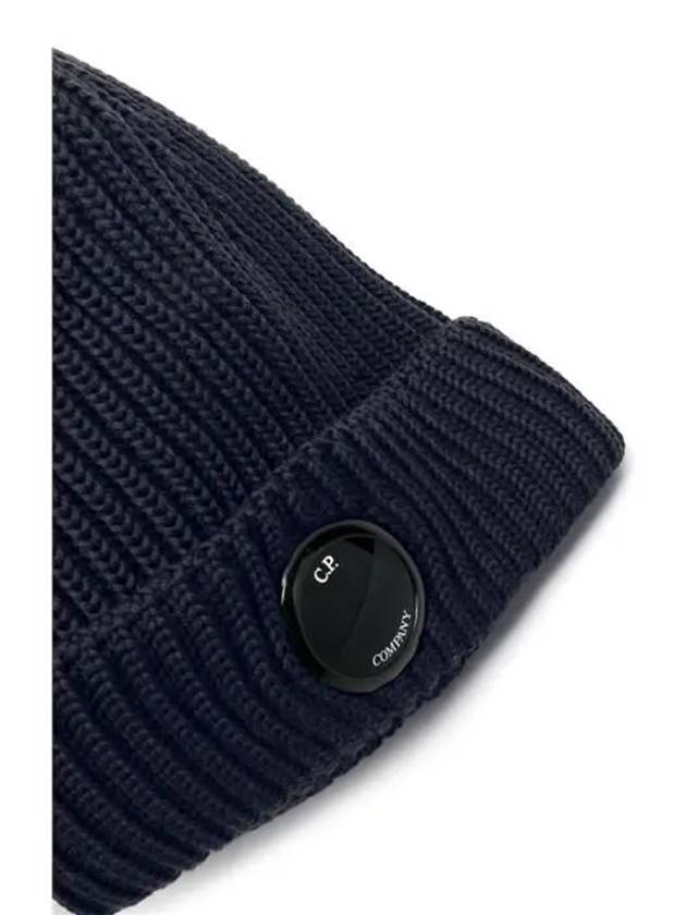 Lens Wappen Extra Fine Merino Wool Beanie Navy - CP COMPANY - BALAAN 3