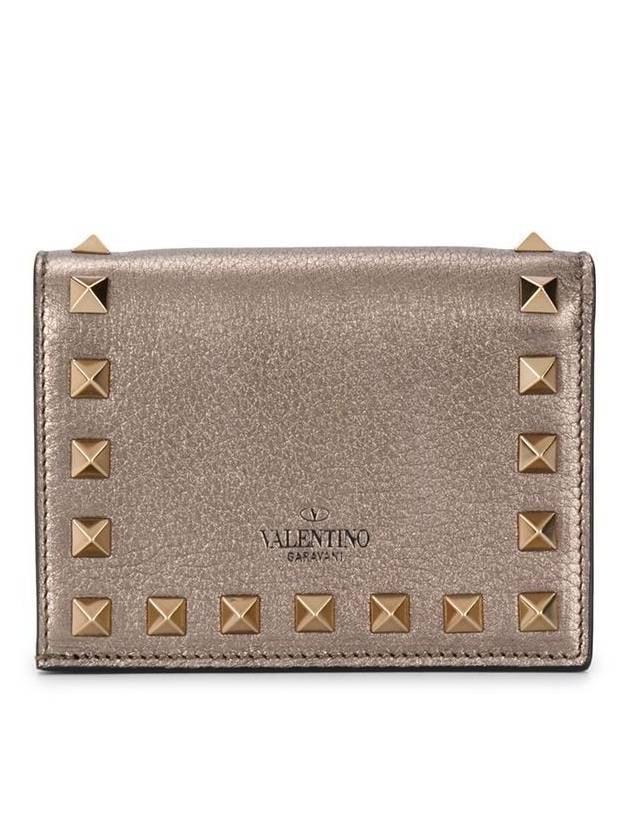 Logo Rockstud Half Wallet Pink - VALENTINO - BALAAN 1