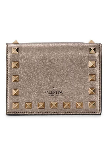 Logo Rockstud Half Wallet Pink - VALENTINO - BALAAN 1