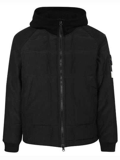 Wappen Patch Quilted Cupro Cotton Zip Up Hoodie Black - STONE ISLAND - BALAAN 2