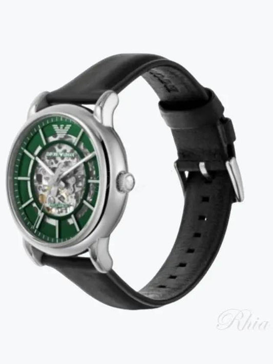 Men's Luigi Automatic Leather Watch Black - EMPORIO ARMANI - BALAAN 2