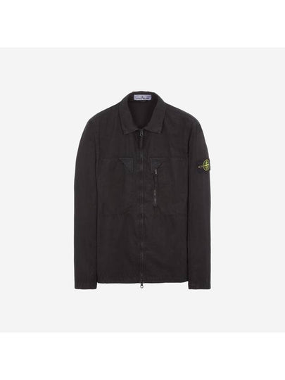 Wappen Patch Old Treatment Zip-Up Overshirt Black - STONE ISLAND - BALAAN 2