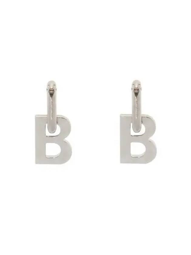 B Logo XL Earrings Silver - BALENCIAGA - BALAAN 2