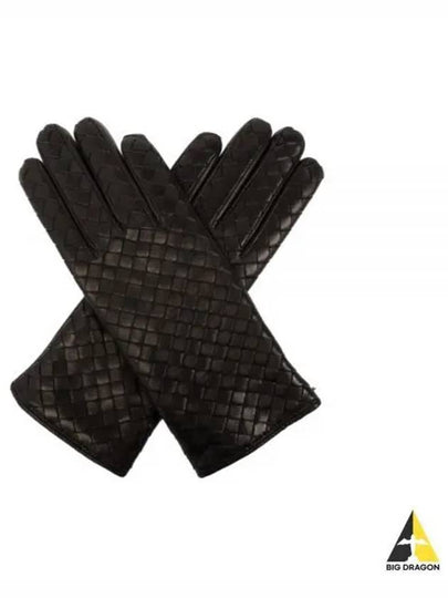 Women's Intrecciato Leather Gloves Brown - BOTTEGA VENETA - BALAAN 2