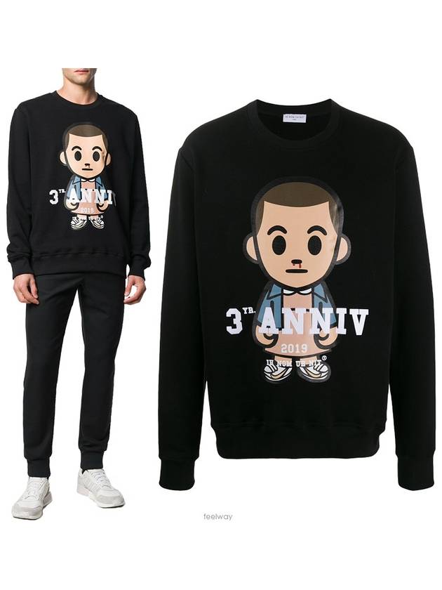 Big Eleven Print Crew Neck Sweatshirt Black - IH NOM UH NIT - BALAAN 2