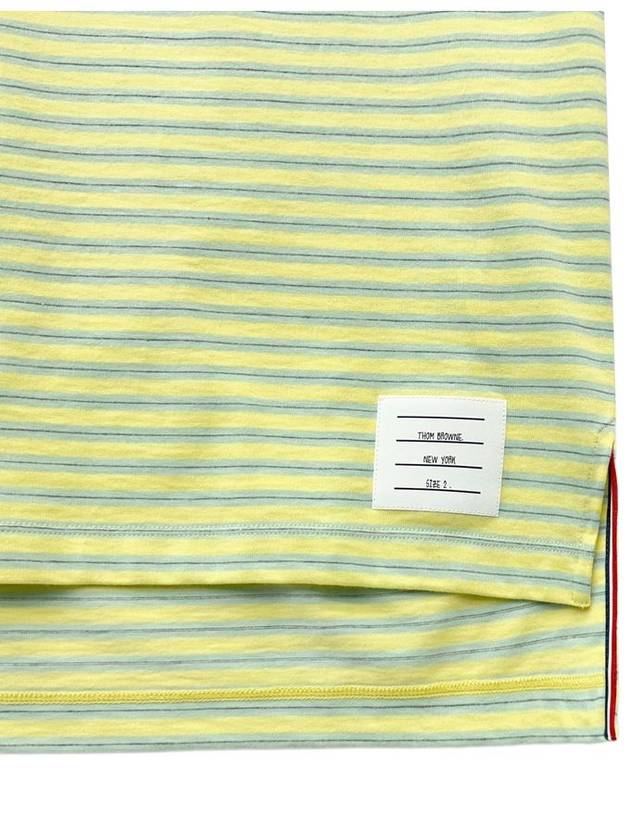 Striped Jersey Pocket Short Sleeve T-Shirt Green Yellow - THOM BROWNE - BALAAN 5