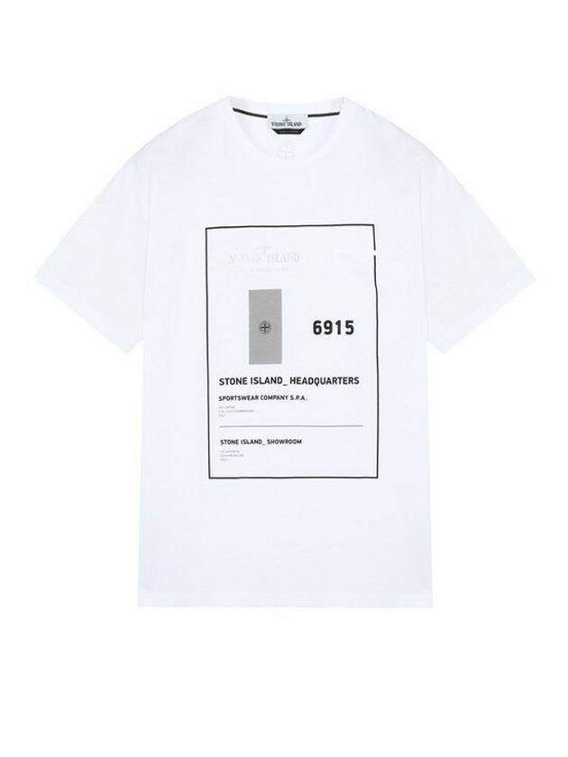 Men's Headquarters Logo Pocket Short Sleeve T-Shirt White - STONE ISLAND - BALAAN 1