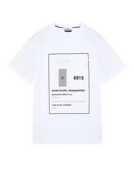 Men's Headquarters Logo Pocket Short Sleeve T-Shirt White - STONE ISLAND - BALAAN 1