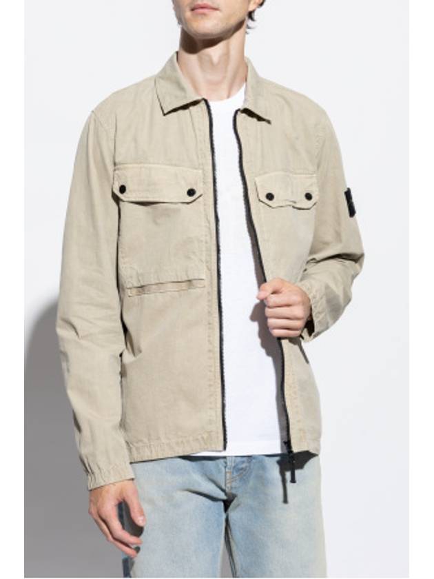 Brushed Organic Cotton Overshirt Jacket Beige - STONE ISLAND - BALAAN 6