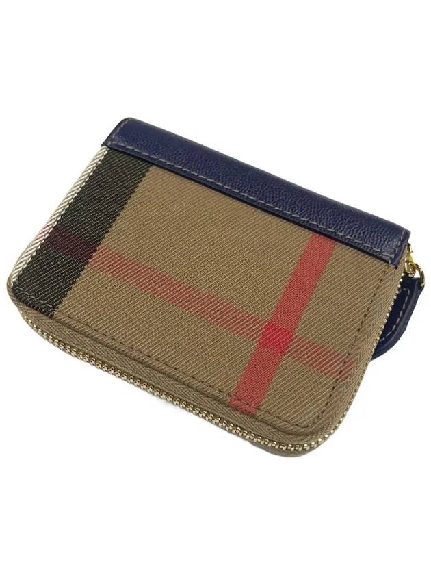 Check Zipper Around Card Wallet Dark Navy Brown - BURBERRY - BALAAN 3