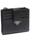 Triangle Logo Saffiano Card Wallet Black - PRADA - BALAAN 2