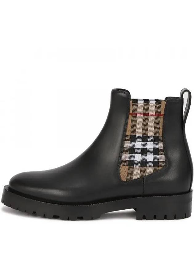 Checked Leather Chelsea Boots Black - BURBERRY - BALAAN 2