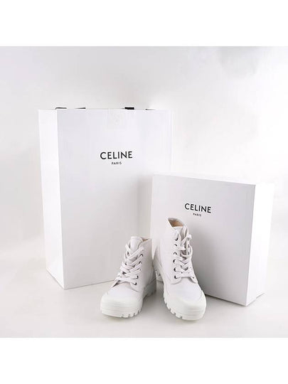 Logo Patapans Lace Up High Top Sneakers White - CELINE - BALAAN 2