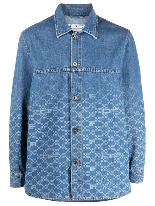 Men's Monogram Printed Denim Jacket - OFF WHITE - BALAAN.