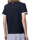 Asymmetric Hem Short Sleeve T-Shirt Navy - THOM BROWNE - BALAAN 3