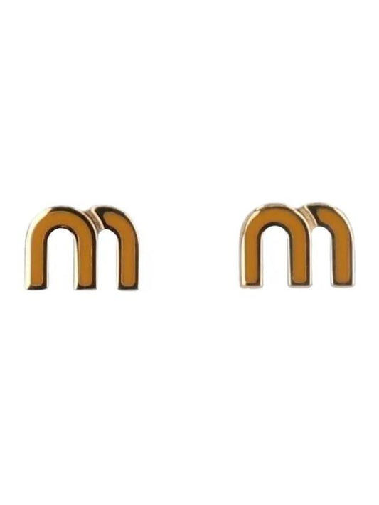 M logo button earrings gold - MIU MIU - BALAAN 1