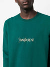 Embroidered Logo Crew Neck Sweatshirt Green - SAINT LAURENT - BALAAN 6