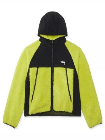 118530 LIME Sherpa panel hooded jacket - STUSSY - BALAAN 1