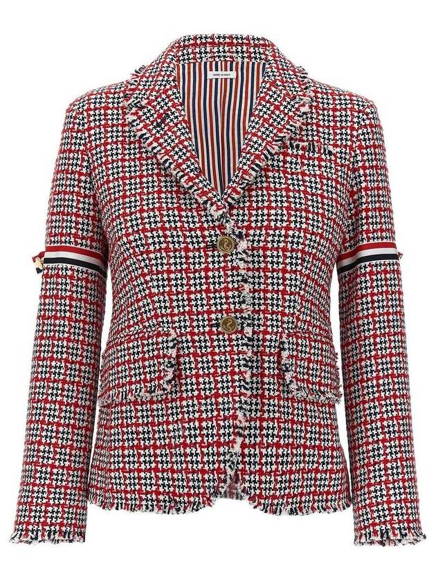 Check Pattern Tweed Jacket Red - THOM BROWNE - BALAAN 2