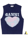 Logo Heart Gilet Vest Navy - GANNI - BALAAN 2