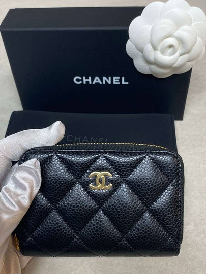 Classic Zipped Coin Purse Grained Calfskin & Gold Black - CHANEL - BALAAN 2