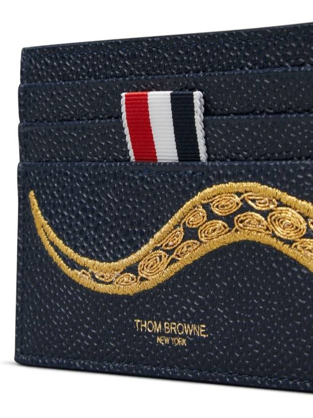 Luna New Year Pebble Grain Single Card Wallet Blue - THOM BROWNE - BALAAN 5