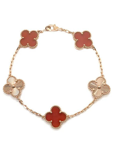 Vintage Alhambra 5 Motif Bracelet Rose Gold Red - VANCLEEFARPELS - BALAAN 1