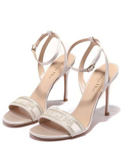 Dway Metallic Thread Embroidered Satin Sandal Heels Gold - DIOR - BALAAN 2