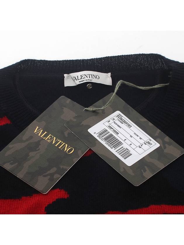 Camouflage Cashmere Knit Top Black Red - VALENTINO - BALAAN.