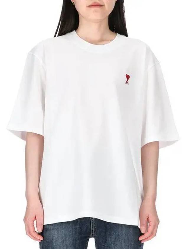 Small Heart Logo Boxy Fit Short Sleeve T-Shirt White - AMI - BALAAN 2