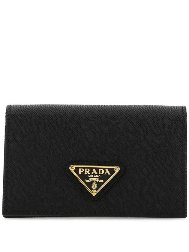 Saffiano Leather Triangle Logo Card Wallet Black - PRADA - BALAAN 2